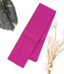 Hot Pink Handloom Kanchipuram Silk Saree With Poppyseed Checks