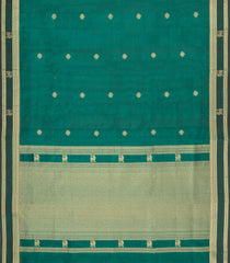 Sea Green Handloom Silk Cotton Saree With Zari Buttas-SC4551