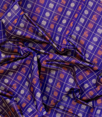 Purple Handloom Silk Cotton Saree With Checks-SC4225