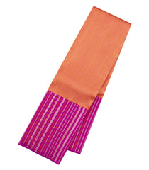 Red Handloom Korvai Kanchipuram Silk Saree With Chevron Stripes-KA15377