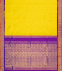 Lemon Yellow Handloom Korvai Kanchipuram Silk Saree With Buttas-KA15425