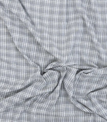 Grey Handloom Bengal Cotton Saree With Checks-BG1910
