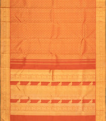 Rust Handloom Kanchipuram Silk Saree With Rudraksham Motifs-KA15216