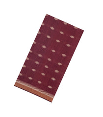 Dark Brown Woven Tussar Silk Saree With Floral Motifs & Contrast Border-TU3544