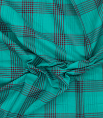 Turquoise Woven Kadapa Cotton Saree With Checks-KN0709