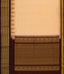 Sandal Handloom Korvai Silk Cotton Saree With Contrast Temple Border-SC3899