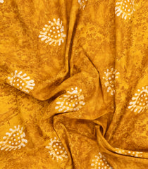 Mustard Printed Jaipur Cotton Saree With Tie & Dye Motifs-JC1862