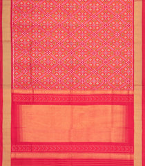 Peach Handloom Pochampally Ikat Silk Saree With Tie & Dye Motifs -IK0415