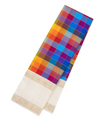 Multicolour Handloom Kanchipuram Silk Saree With Off White Border-KA16613