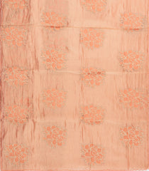 Peach Embroidered Synthetic Crushed Tissue Saree With Floral Motifs-SY0588
