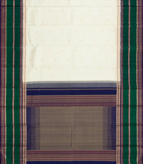 Off White Handloom Korvai Kanchipuram Silk Saree With Checks & Kanchipuram Butta Silk Sarees-KA16579