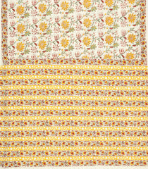Off White Printed Jaipur Cotton Saree With Border-JC1840