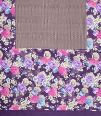 Dark Purple Handloom Silk Saree With Printed Floral Border-PS0764