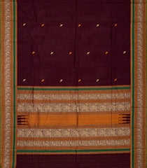 Maroon Handloom Kanchi Cotton Saree With Parrot Buttas