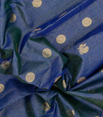 Navy Blue Handloom Kanchipuram Silk Saree With Zari Checks & Buttas-KA16304