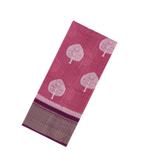 Dusty Peach Printed Synthetic Dola Saree With Zari Stripes & Border-BL5389