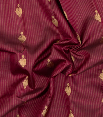 Maroon Handloom Kanchipuram Silk Saree With Zari Stripes & Buttas-KA15932