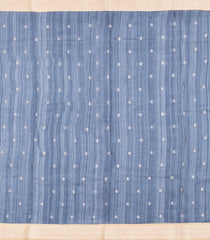 Grey Printed Tussar Silk Saree With Floral Motifs-TU3667