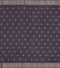 Dark Grey Printed Synthetic Dola Silk Saree With Zari Buttas & Border-SY0244