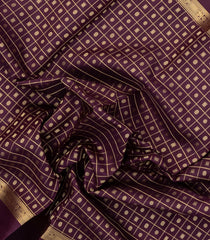 Burgundy Handloom Kanchipuram Silk Saree With Zari Checks-KA15190