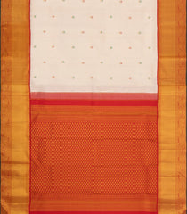 Cream Handloom Korvai Kanchipuram Silk Saree With Meena Buttas-KA16362