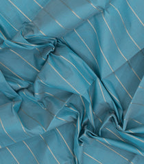 Light Blue Handloom Kanchi Cotton Saree With Veldhari Stripes-KC1837