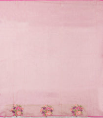 BubbleGum Pink Embroidered Synthetic Tissue Saree With Floral Motifs-SY0567