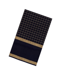 Black Handloom Silk Cotton Saree With Checks-SC4197