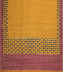 Mustard Printed Tussar Silk Saree With Floral Motifs In Border-TU3685
