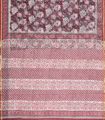 Dusty Pink Printed Jaipur Cotton Saree With Floral Motifs-JC1551