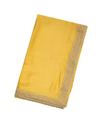 Yellow Woven Banarasi Satin Saree With Embroidery