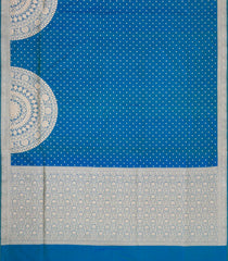 Blue Handloom Banarasi Silk Saree With Floral Motifs-BE1823