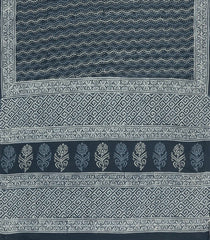 Black Printed Jaipur Cotton Saree With Floral Motifs-JC1596