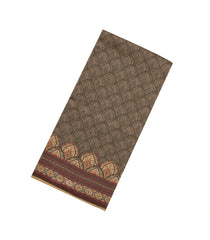 Dark Grey Woven Tussar Silk Saree With Printed Floral Motifs