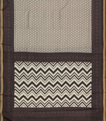 Taupe Printed Blended Chanderi Cotton Saree With Zari Border-BL5774
