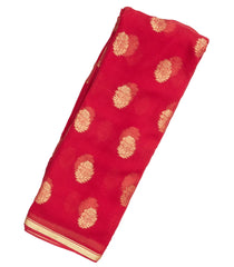 Dark Peach Woven Mysore Silk Saree With Floral Zari Buttas-MS3079