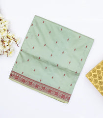 Shadow Green Banarasi Silk Saree With Floral Motifs