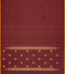 Maroon Handloom Silk Cotton Saree With Dotted Stripes-SC4418
