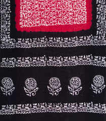 Red Printed Jaipur Cotton Saree With Tie & Dye Motifs-JC1497