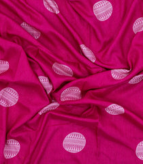 Hot Pink Printed Synthetics Dola Zari Lining With Jacquard Zari Border-BL5176