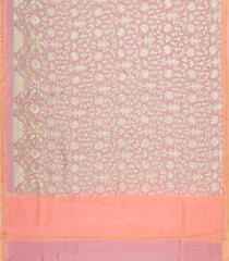 Baby Pink Printed Chanderi Cotton Saree With Floral Motifs-CC1746