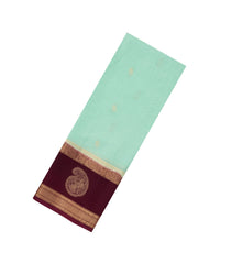 Aquamarine Woven Art Crepe  Saree With Buttas & Contrast Border-BL5123