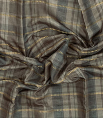 Shadow Green Printed Synthetic Dola Silk Saree With Checks & Floral Border-SY0370