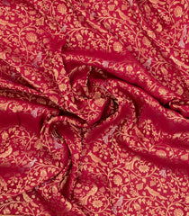 Crimson Woven Mysore Silk Saree With Bird Vine Motifs-MS3343
