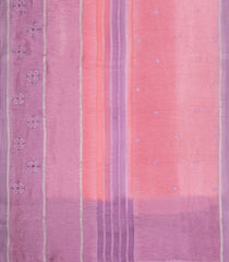 Peach Handloom Linen Saree With Embroidered Floral Motifs-LI0772