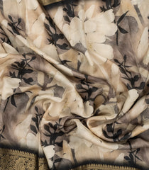 Black Woven Synthetic Viscose Saree With Printed Floral Motifs-BL4928