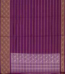 Magenta Printed Art Dola Silk Saree With Stripes & Printed Pallu-BL5757