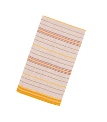Off White Woven Bengal Cotton Saree With Stripes & Contrast Border-BG1887