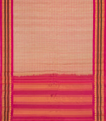 Light Peach Handloom Gadwal Silk Cotton Saree With Stripes-GA0351
