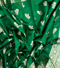 Green Woven Dupion Silk Saree With Floral Buttas-DS0504
